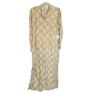 BluThreads Rockflowerpaper Giraffe Tan Shirt Dress Tunic Maxi Cotton Large NWT